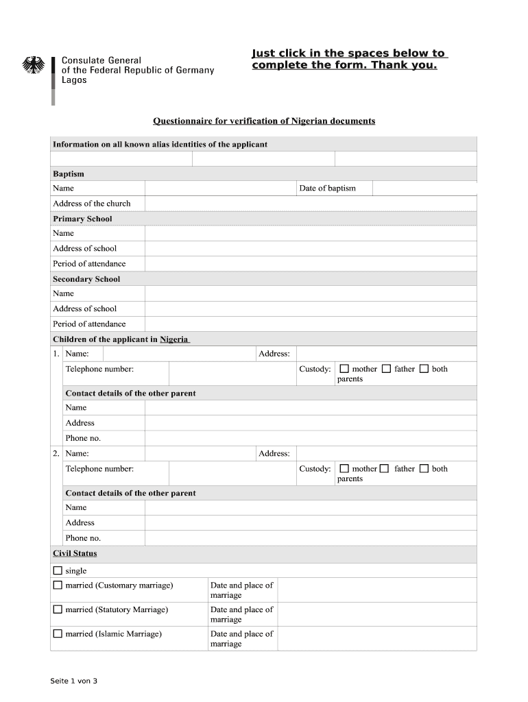 Germany Online Visa Form Fill Online Printable Fillable Blank 