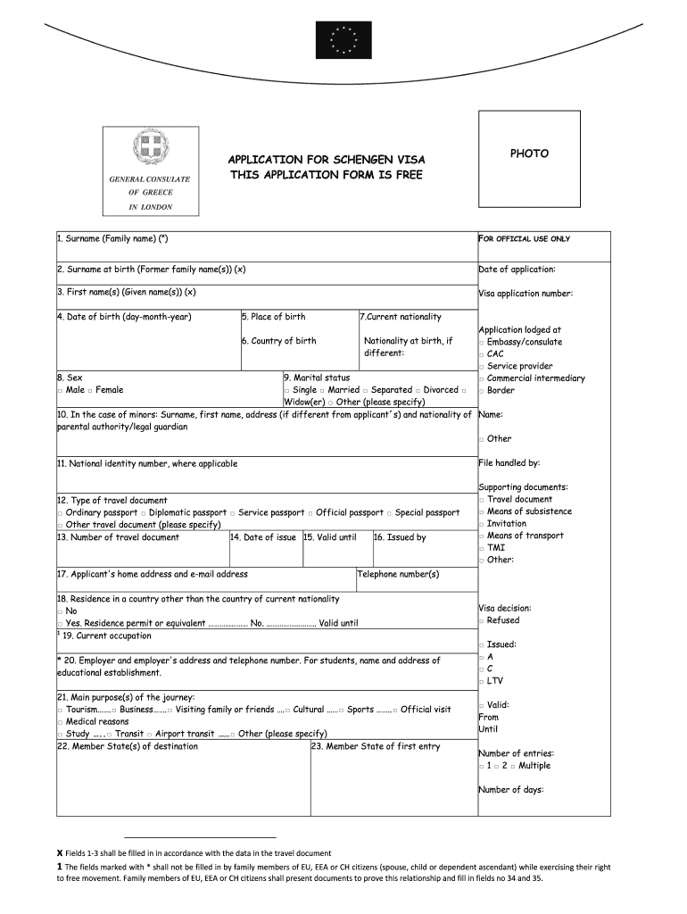 Greece Visa Application Form Pdf Fill Online Printable Fillable 