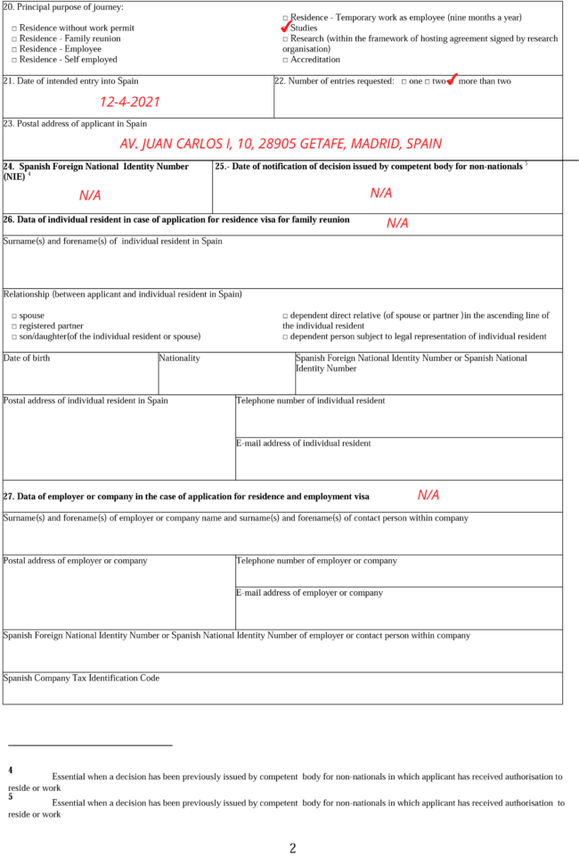 How To Fill In The Application For National Visa Form Spain Go Go 