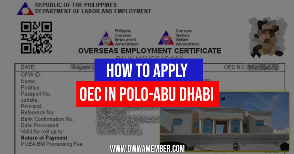 How To Get OEC POLO Abu Dhabi Online Appointment OWWA Member