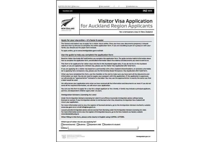 Immigration Nz Tourist Visa Form