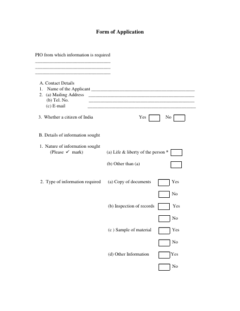 India Pio Application Form Fill Out Sign Online And Download PDF