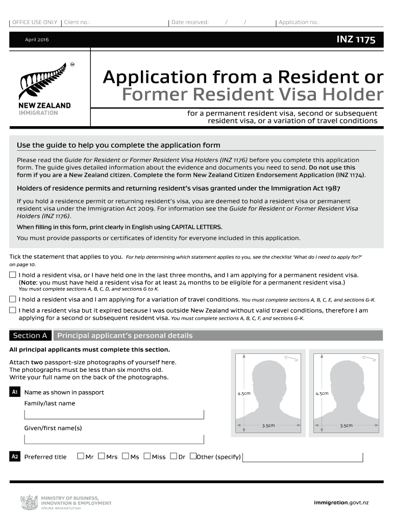 Inz1175 2016 2024 Form Fill Out And Sign Printable PDF Template 