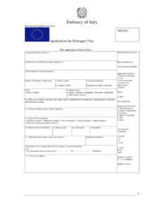 Italian Embassy Visa Application Online Printable PDF Online