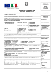 Italian Visa Application Form Type D 2023 Applicationforms