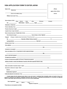 Japan Visa Application Form Word Format Fill Online Printable