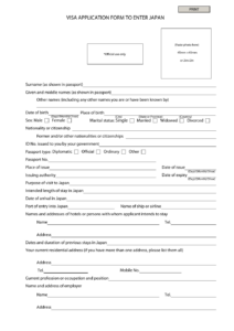 Japanese Visa Application Form Fill Out Sign Online And Download PDF