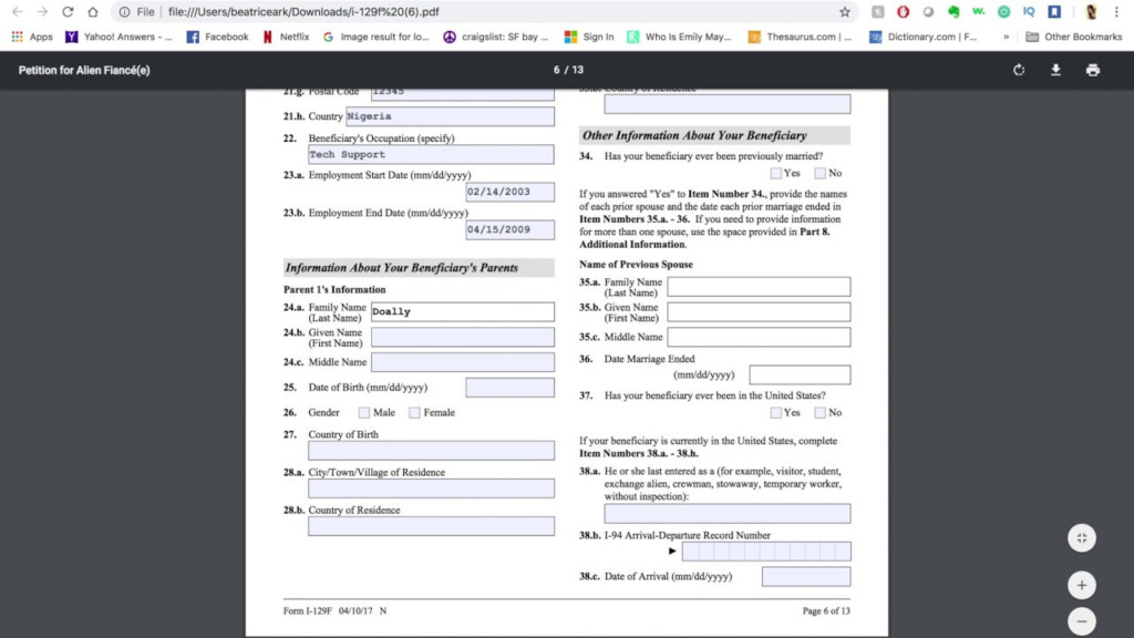 K1 Visa Application Form 2024 Applicationforms