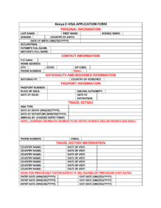 Kenya E Visa Application Form Fill Out Sign Online And Download PDF