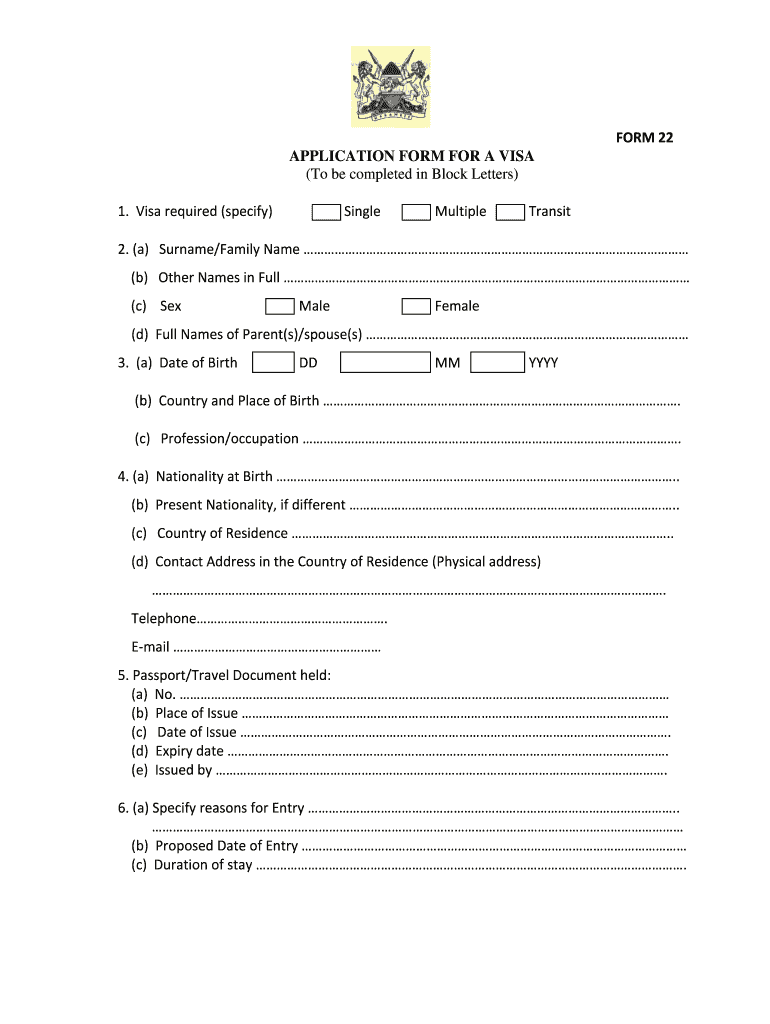 Kenya Visa Application Form PDF Complete Online AirSlate SignNow