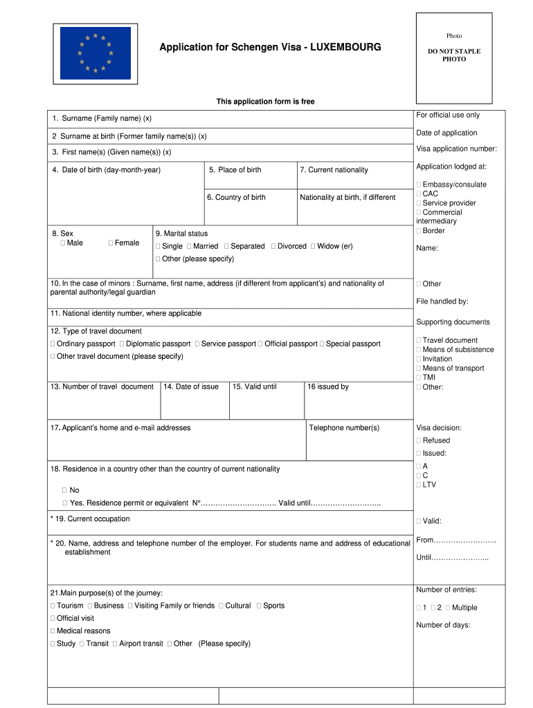 Luxembourg Work Visa Application Form Fill Out Sign Online DocHub
