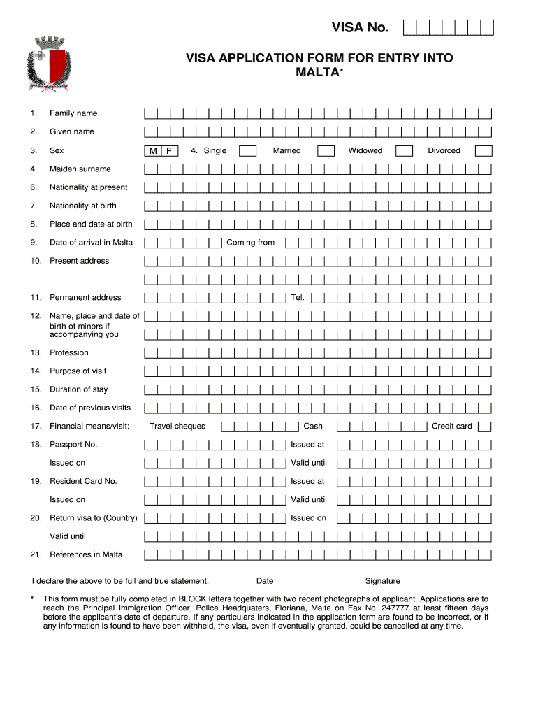 Malta Work Visa Application Form Fill Out Sign Online DocHub