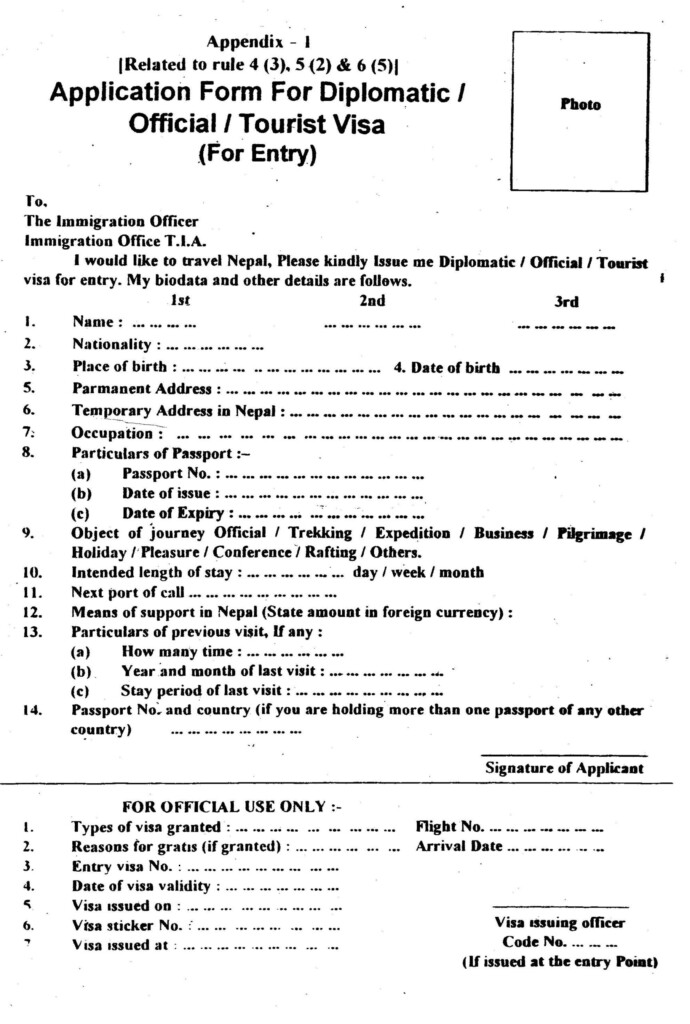 Nepal Visa Application Form 2023 Applicationforms