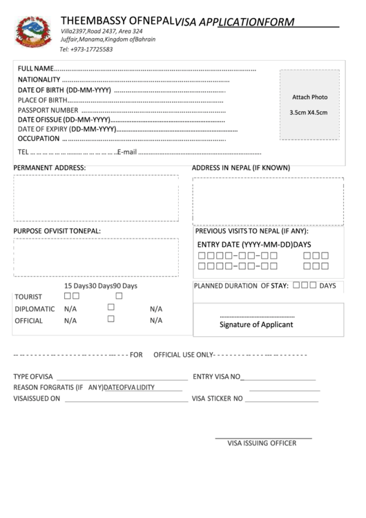 Nepal Visa Application Form 2023 Applicationforms