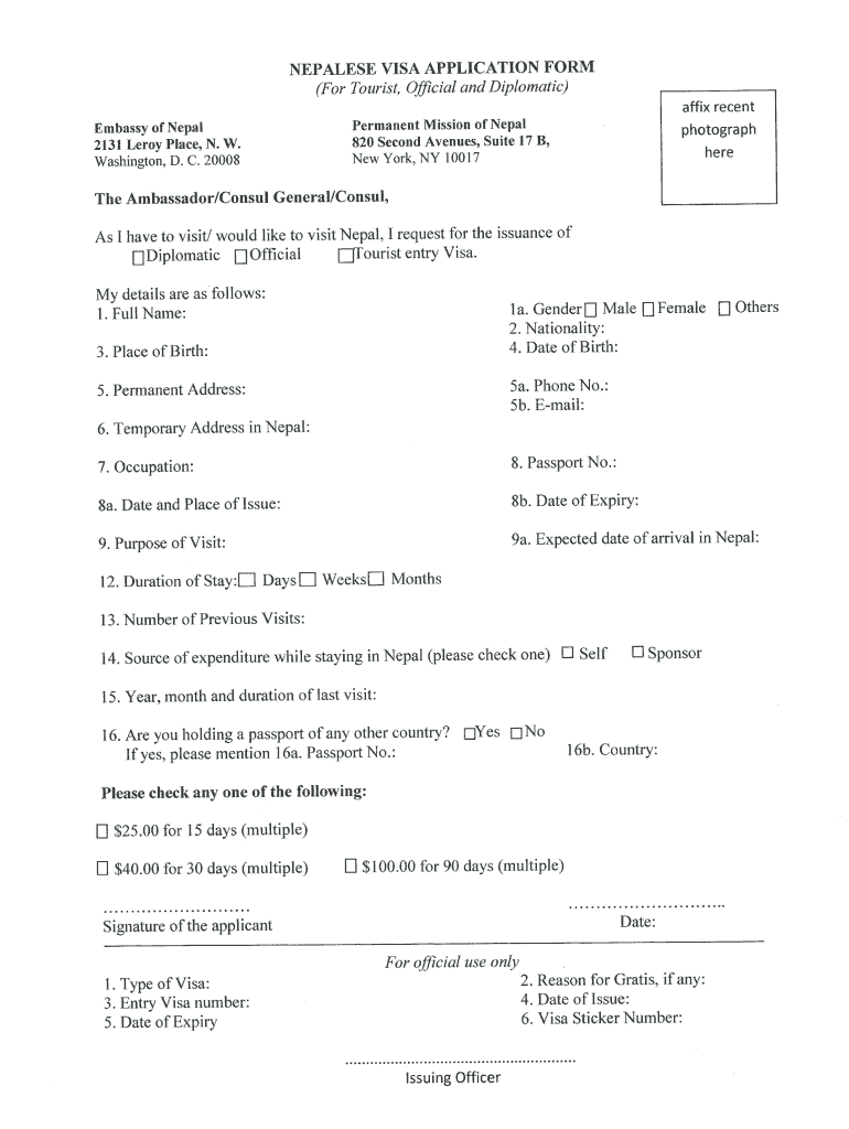 Nepal Visa Application Form Pdf Fill Out Sign Online DocHub