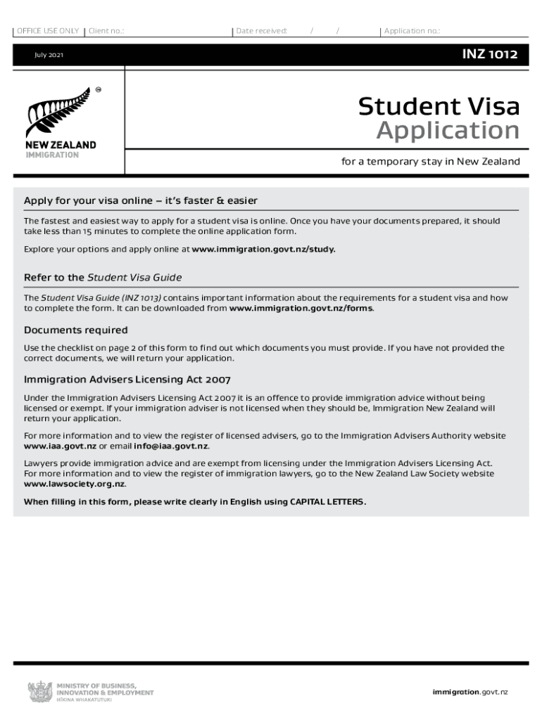 New Zealand Visa Application 2021 2025 Form Fill Out And Sign 