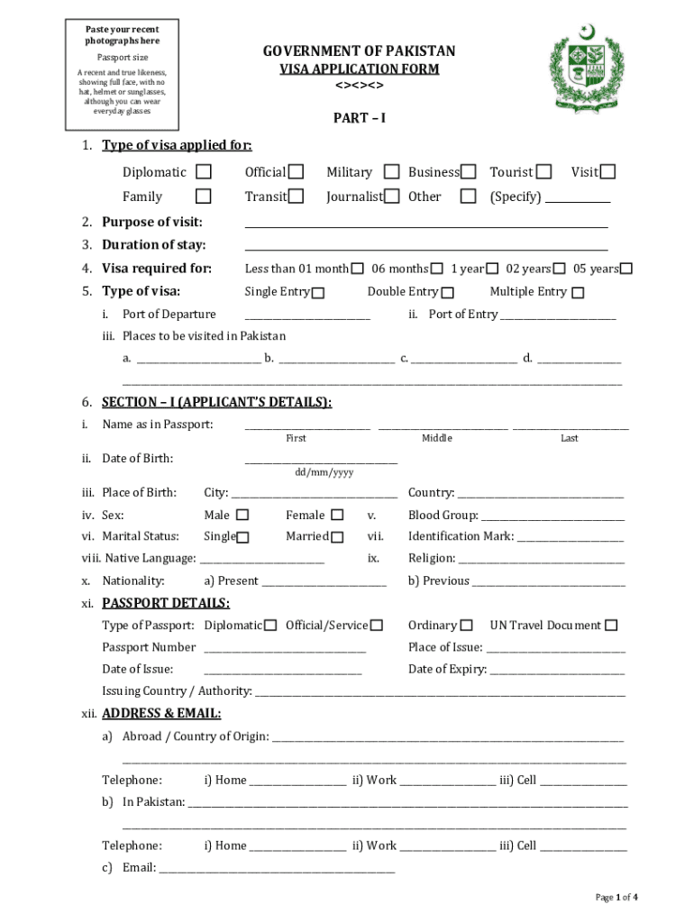 Pakistan Visa Application Form Fill Out Sign Online DocHub