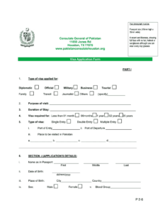 Pakistan Visa Application Form Houston Fill Online Printable