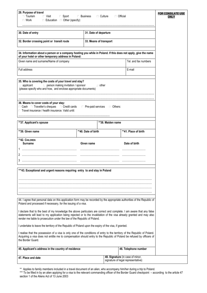 Poland Schengen Visa Application Form Fill Out Sign Online And