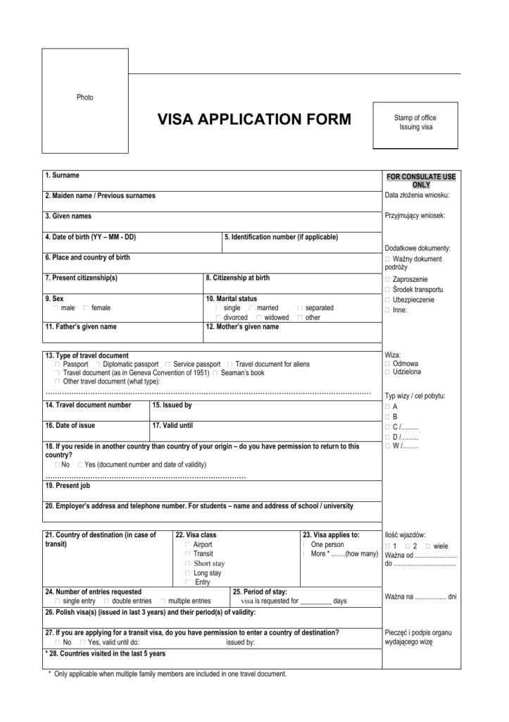 Poland Schengen Visa Application Form Fill Out Sign Online And 