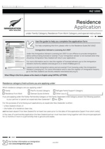 Residence Application INZ 1000 Immigration New Zealand