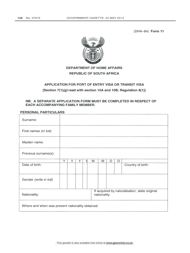 Sample Filled South Africa Visa Application Form Fill Online