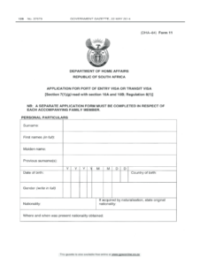 Sample Filled South Africa Visa Application Form Fill Online