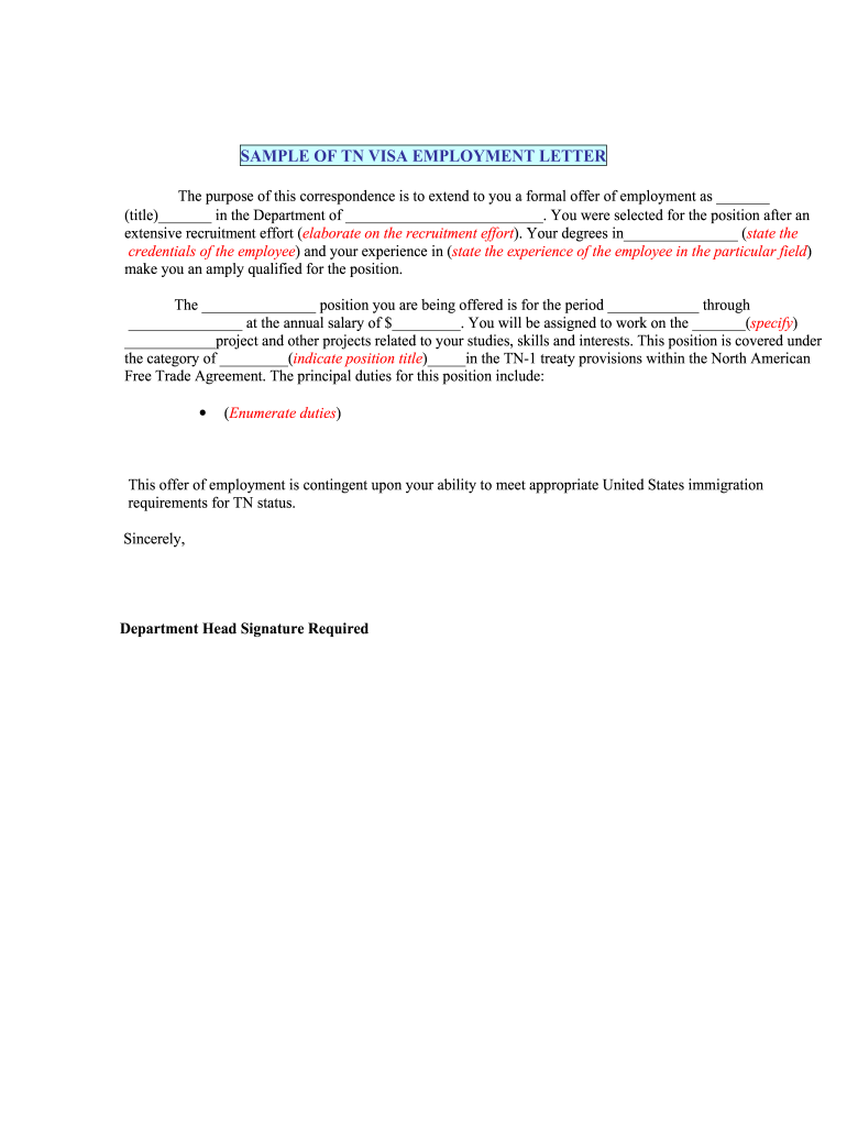 Sample Tn Visa Letter For Engineer Fill Online Printable Fillable 