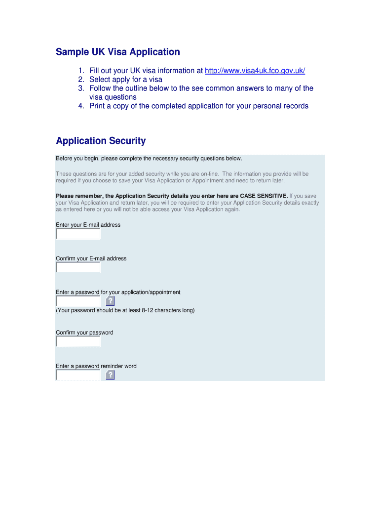 Sample Uk Application Form Fill Online Printable Fillable Blank