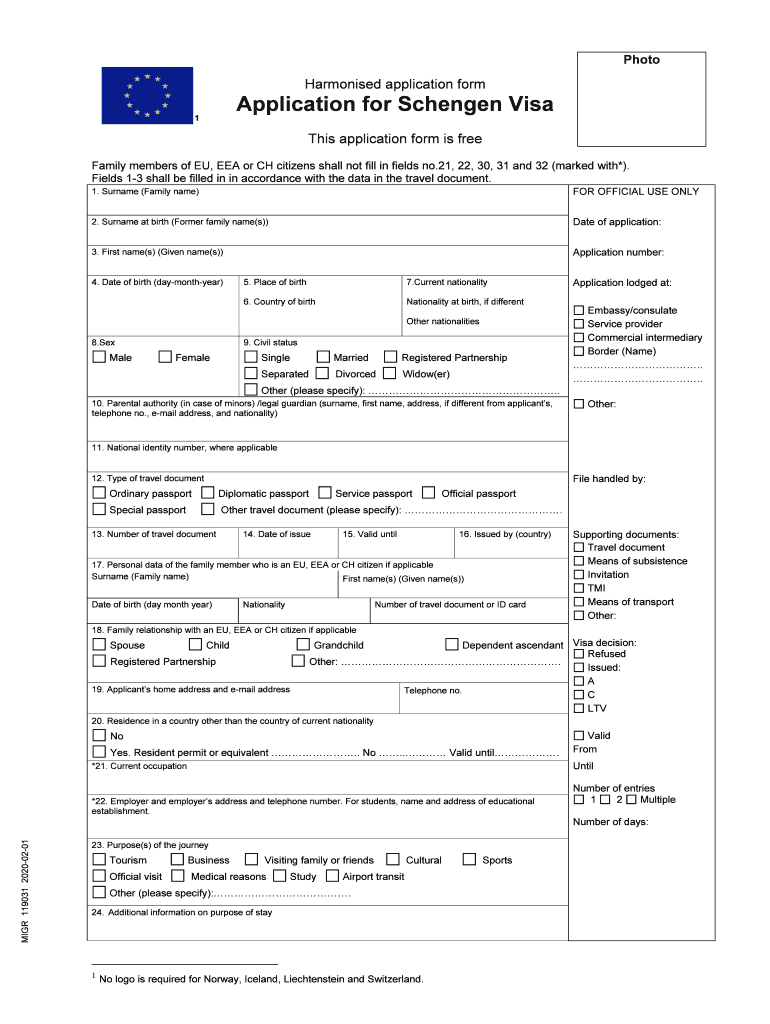 Schengen Visa Application Form Pdf Editable Fill Out Sign Online