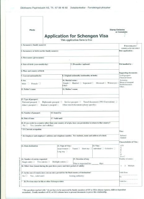 Schengen Visa Application Form VFS Global