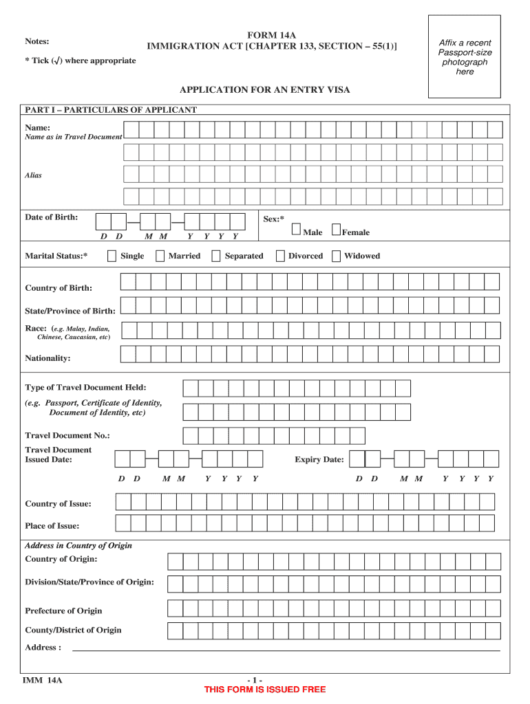 Singapore Visa Form Fillable Printable Forms Free Online