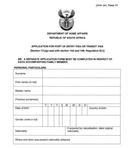 South Africa visa application form South Africa 101