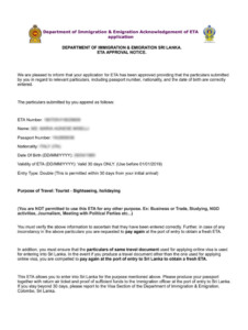 Sri Lanka Online ETA Application Gateway Visa