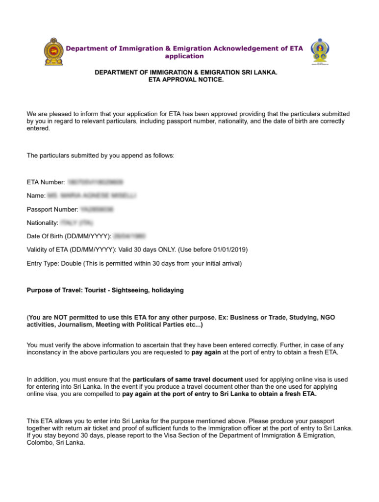 Sri Lanka Online ETA Application Gateway Visa