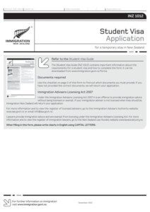 Student Visa Application INZ 1012 Immigration New Zealand