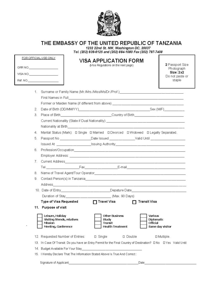Tanzania Visa For US Citizens USA Requirements For Americans
