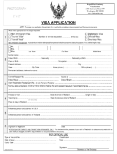 Thai Consulate Visa Application Form 2023 Applicationforms