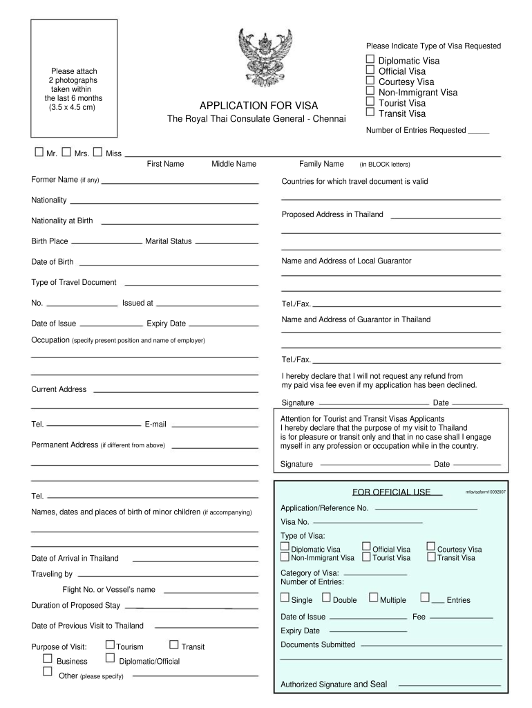 Thai Visa Application Form Word Format Fill Out Sign Online DocHub