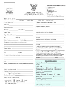 Thai Visa Form Fillable Printable Forms Free Online