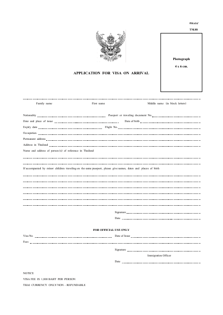 Thailand Thai Application For Visa Arrival Fill Out Sign Online And 