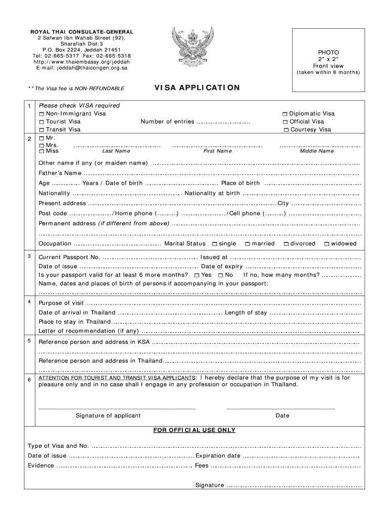 Thailand Visa Application Form Pdf
