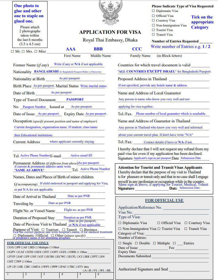 Thailand Visa Application From Bangladesh Air Fare BD