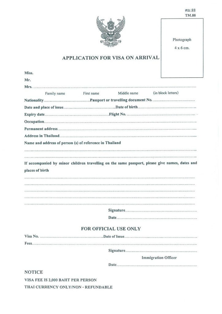 Thailand Visa On Arrival Form How To Fill Thai VoA Form THAI LT