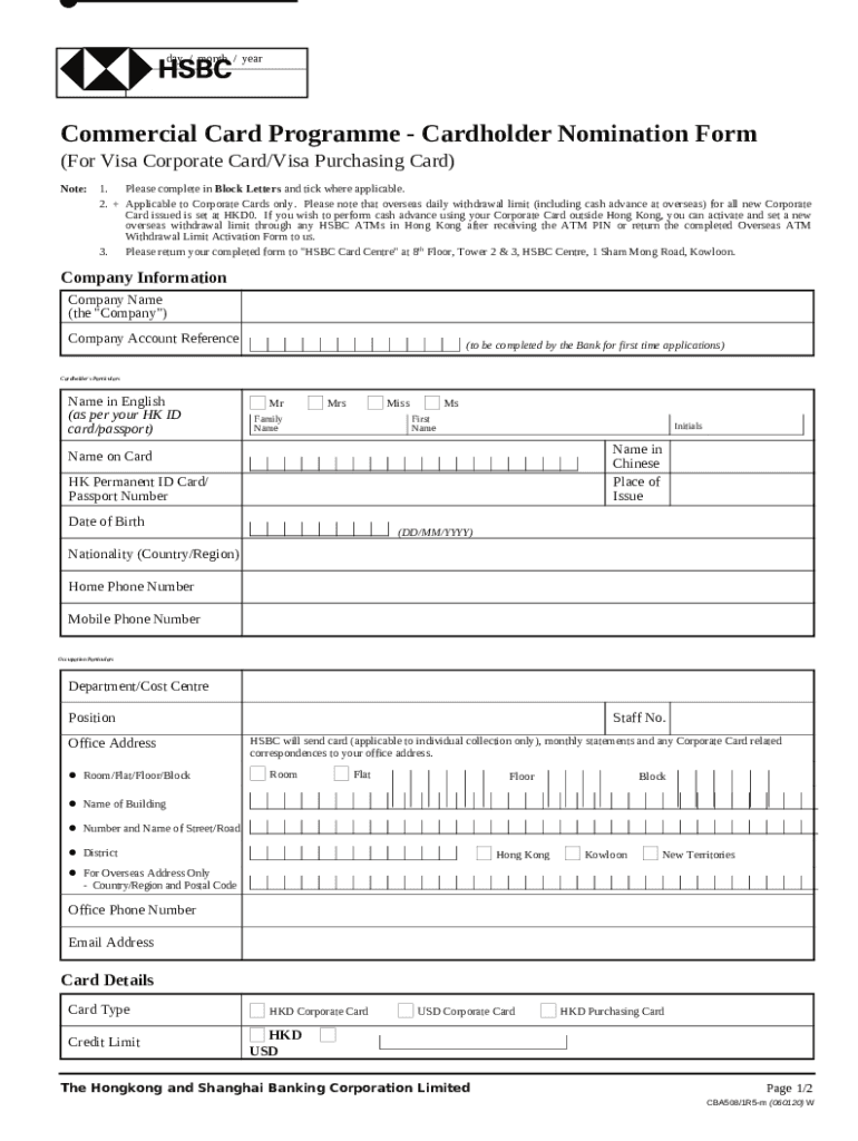 The AIB Visa Corporate And Business Cards Application Doc Template 