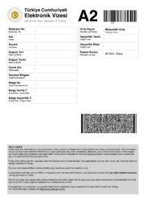 Turkey E Visa Sample Visa Online Visa Information Visa