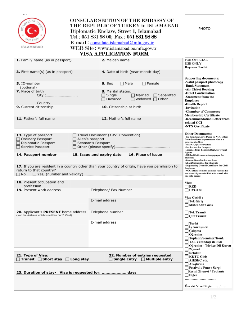 Turkey Visa Application Form PDF Complete With Ease AirSlate SignNow