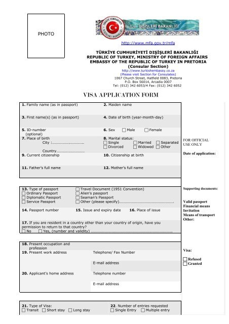 Turkey Visa Application Form Visas Zone