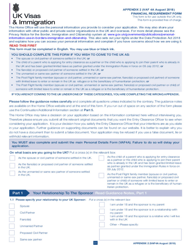 Uk Spouse Visa Application Form PDF Fill Online Printable Fillable