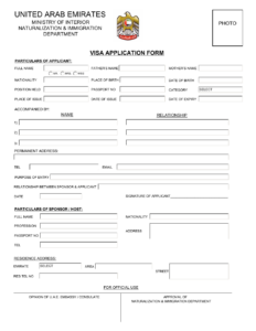 United Arab Emirates United Arab Emirates Visa Application Form Fill